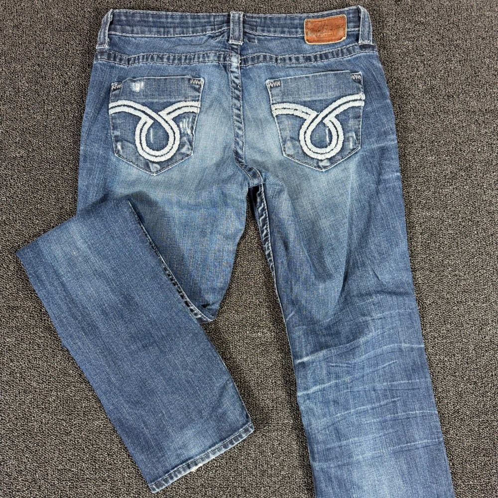 Big Star Nico Straight Leg Jeans Womens 31L Med Wash Embroidered Pockets Y2K